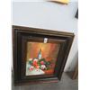 Image 1 : Framed Oil On Canvas Wine and Flowers - 30 X 36