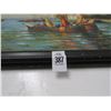 Image 2 : Framed Oil On Canvas Sailboats In Harbor - 30 X 36