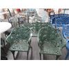Image 1 : Green Painted Cast Furn Motif Loveseat/2 Side Chairs Patio Set