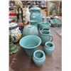 Image 1 : Aqua Green Glazed Vases, Bowls, Pitcher, Candlestands, Décor
