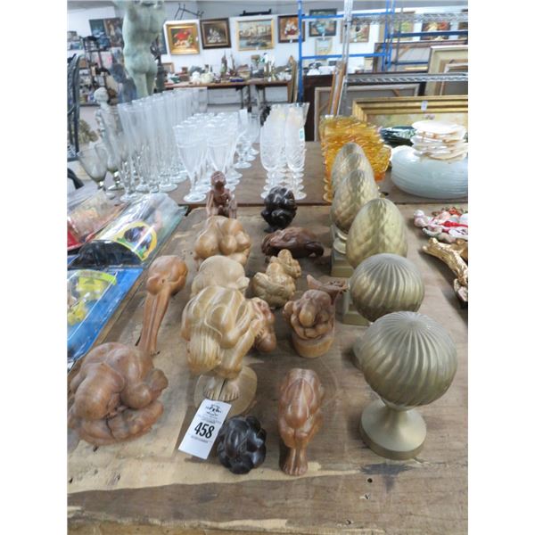 Asst. Carved Figurines, Brass Décor