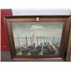 Image 1 : Framed Oil On Canvas Venice Gondolas - 40 X 48