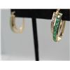Image 3 : 14K YG Emerald/Diamond Earrings w/18 Round Mixed Cut Emeralds