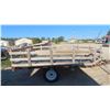 Image 2 : 2004 SWS Bumper Hitch 2 Place Snowmobile 12ft L Flatdeck Trailer with Removable Stakes -Has TOD