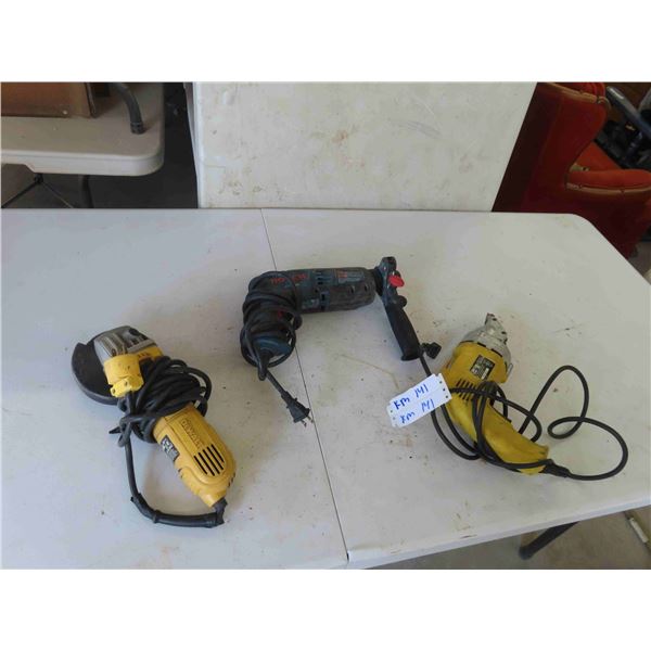 3 Power Tools : Bosch Hammer Drill , Dewalt Angle Grinder , Power Fist 