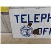 Image 8 : Manitoba Telephone Porcelain 2 Sided Flange with Graphics of Early Phone 12'' x 24'' 