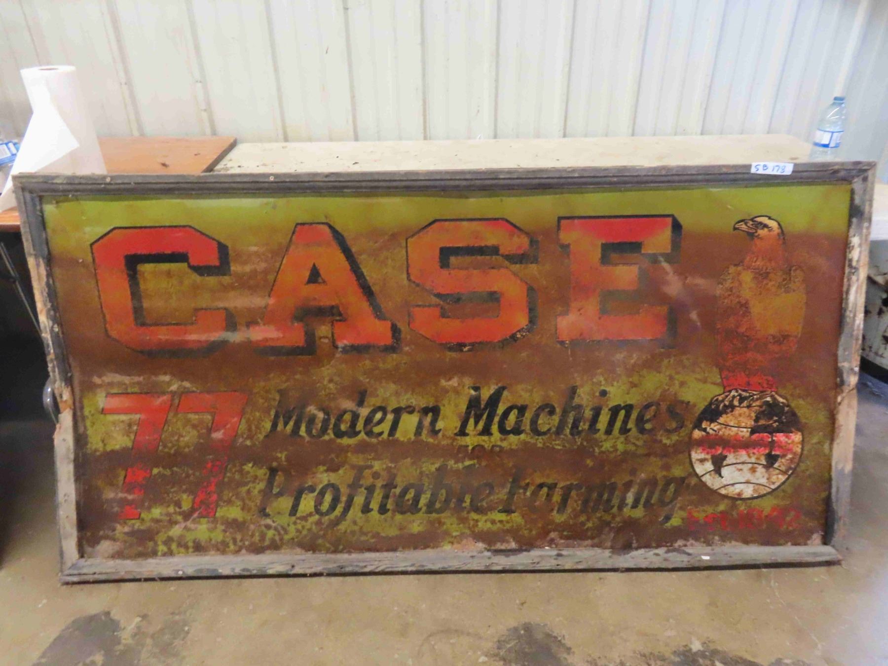 Machine Sold Sign Case 77 Modern Machines Profitable Farmery Sign Metal with Wood Frame