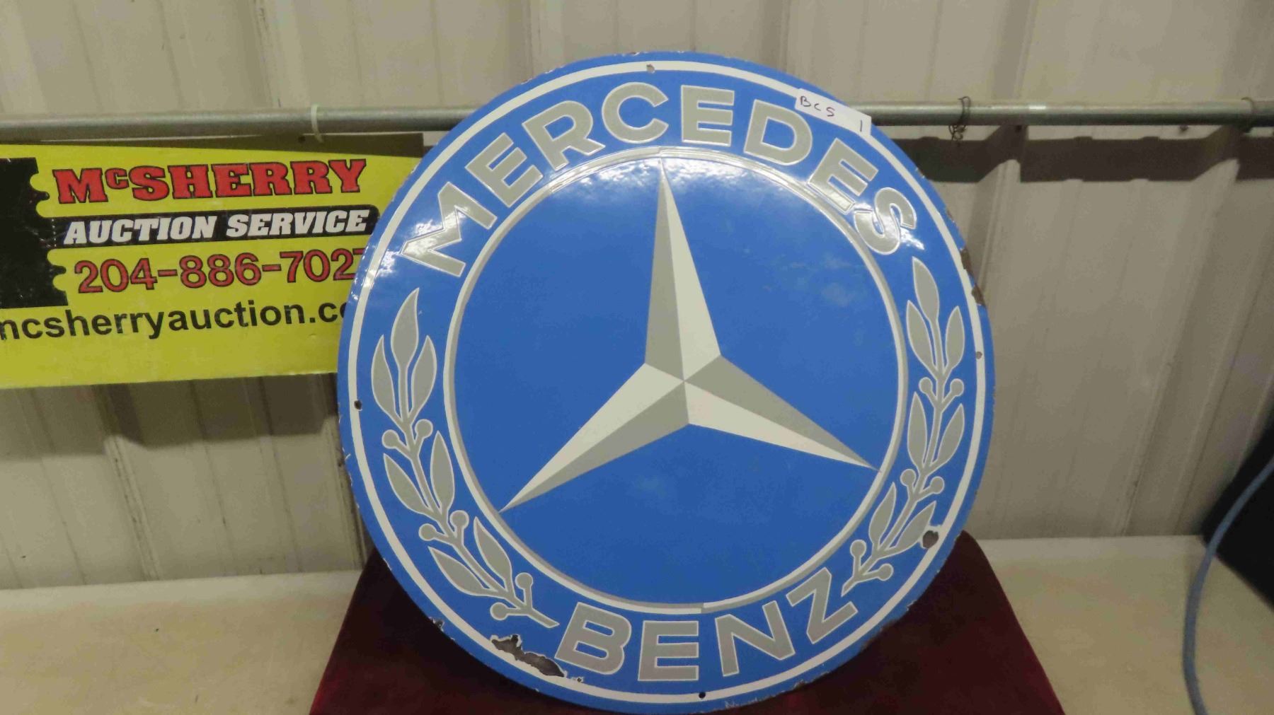 Merces Sign Vintage Mercedes Benz Porcelain Dealership Sign 24'' Across - McSherry ...