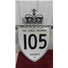 Image 1 : Ontario Kings #105 Highway Shield Shaped Sign 18'' x 28 1/2'' with 
