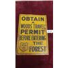 Image 1 : 1945 Woods Travel Forest Permit Metal Embossed 10'' x 14'' 