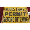 Image 3 : 1945 Woods Travel Forest Permit Metal Embossed 10'' x 14'' 