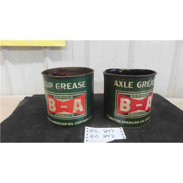 (2) 5lbs BA Bowtie Grease Tins No Lids (Greasy) (1) Cup (1) Axle 