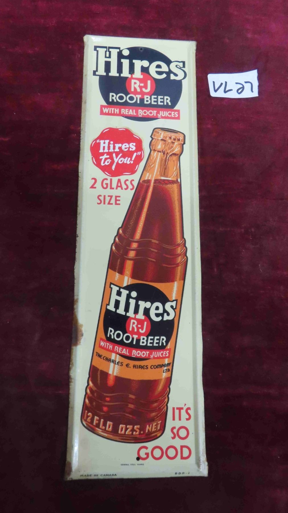 Vintage Hires Root Beer Metal Palm Press 4'' x 13 3/4''