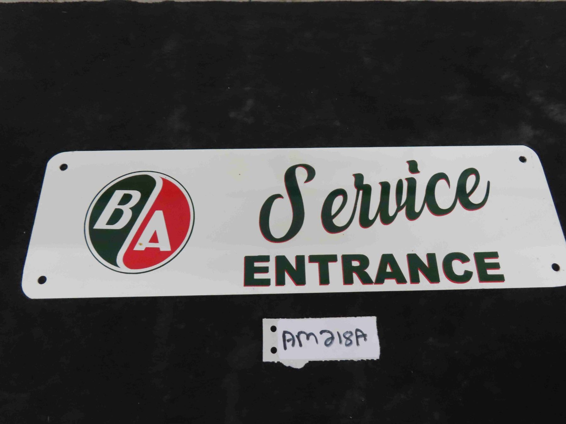 BA Service Entrance Fiberglass Sign (Not Too Old) 4 1/2'' x 14 1/2'' Nice