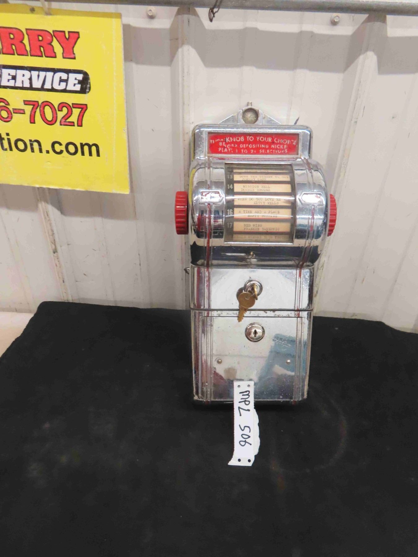 Select Sign Jukebox Packard Mfg. Juke Box Coin Operated Juke Box Song Selector with Key 14 ...