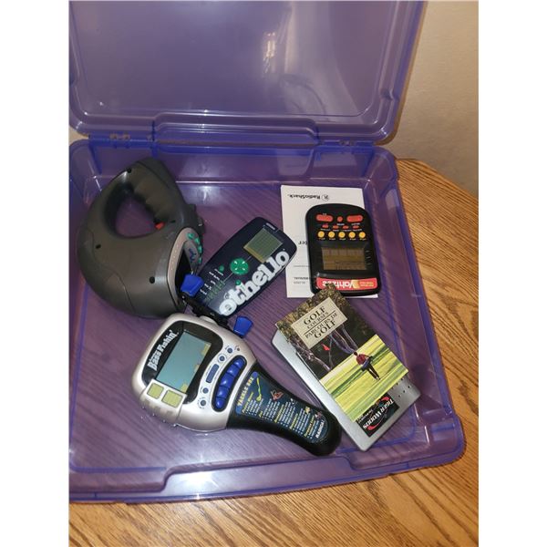 Purple Plastic Carrying Case With Handheld Games