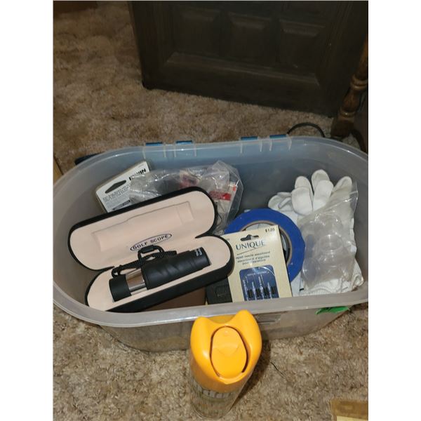 Plastic Storage With Various Misc Items - Golfers Scope +