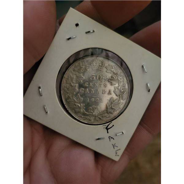 1921 50 Cent Canada Coin - Holder Says Fake - Unverified If Real Or Not