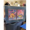 Image 1 : Ted Harrison Double Framed and Matted Prints - "Cheery Meetings" & "Call to Adventure"