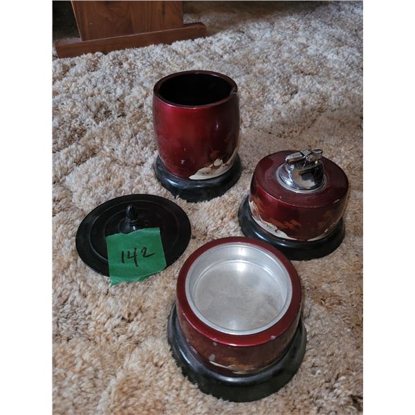 Vintage Asian 3 Piece Cigar/Cigarette Holder with Table Top Lighter