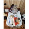 Image 2 : Contents on Top Shelf of Wooden Serving Trolley
