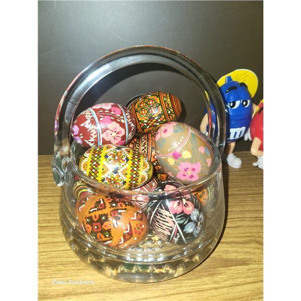 Basket of Pysanka Eggs (maybe a mix of authentic & wooden)