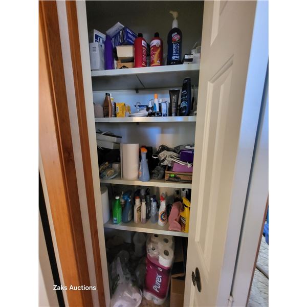 Contents of Upstairs Linen Closet - No Linen just HBA and Cleaners and Such