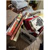 Image 1 : Box of Christmas Linens & Such + New Wrapping Paper + One Silver Spoon Stamped 8305