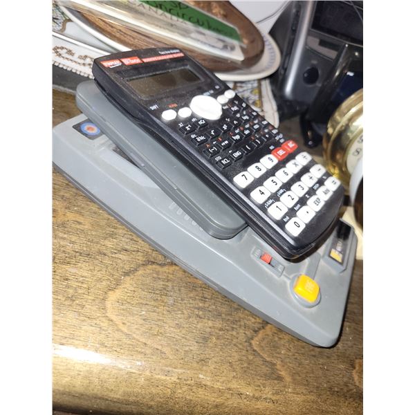 Lot of 3 Electronics - 1980 Space Invader Handhelf Game; Staples Calculator + Personal Data Manager