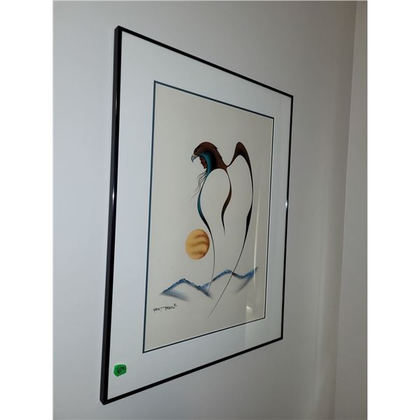 Garnet Tobacco 1992 Framed Indigenous Art - Measures Approx 20x27"