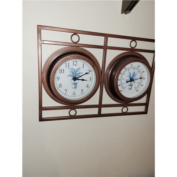 Wall Clock & Temperature Gauge in One - Measures 17x12"