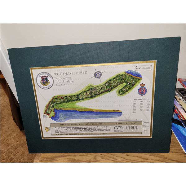 James Patterson Izatt Signed The Old Course St. Andrews Fife, Scotland Architect Map - Measures 16x1