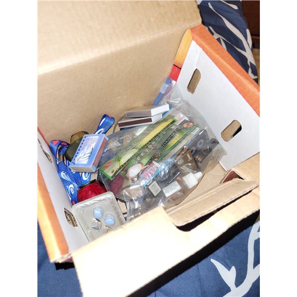 Tangerine Box with Random Lot of Goodies & Smoking Accessories, Medallion, Pipe +
