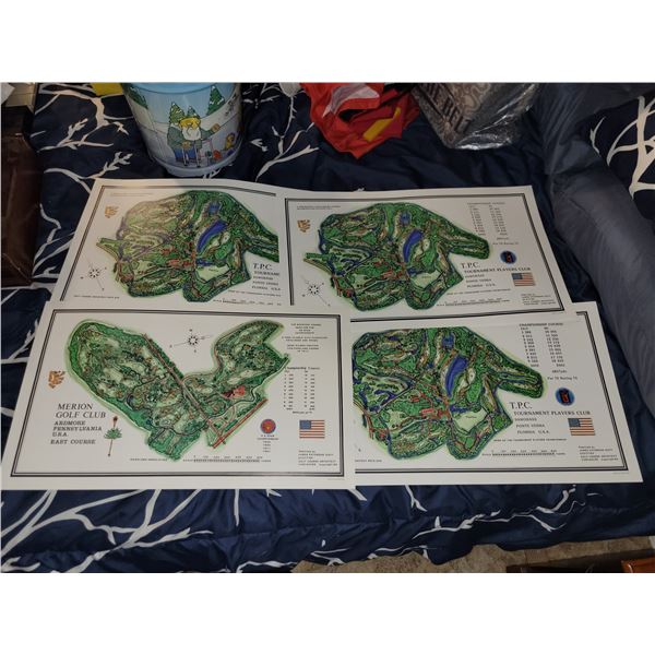Lot of 4 James Patterson Izatt Golf Course Architect Maps - Each One Measures 23.5x14"