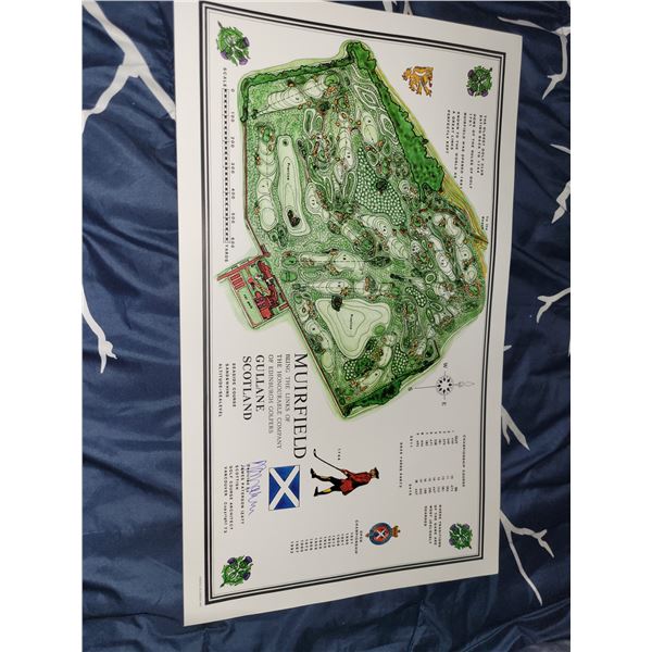 James Patterson Izatt Signed Muirfield Golf Club, Gullane Scotland Architect Map - Measures 23.5x14"