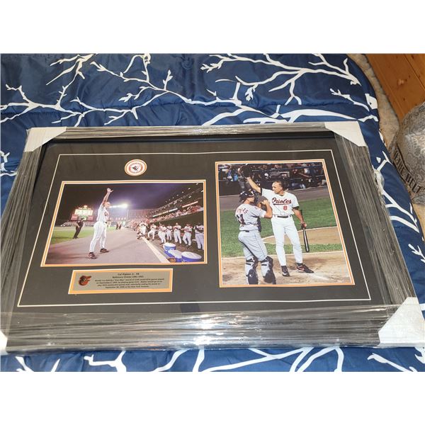 New Cal Ripken Jr #8 Commemorative Breaking Lou Gehrigs Recors, Photos, Framed - Measures 36x24"
