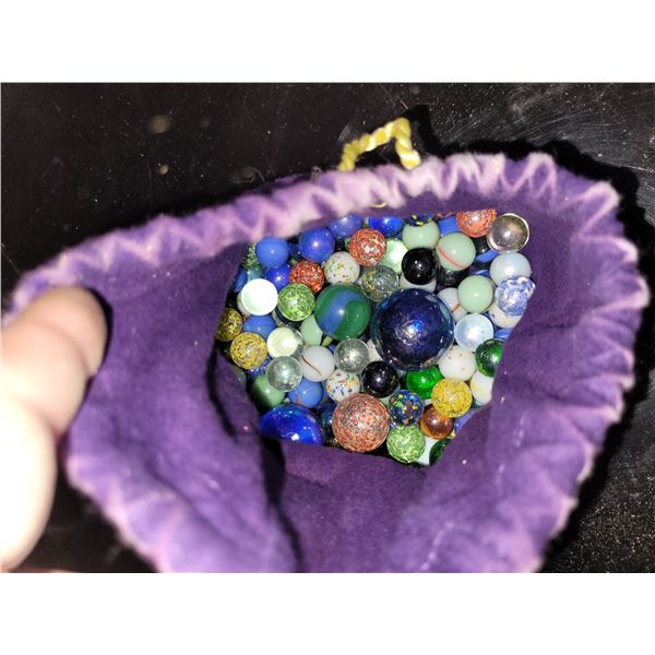 Crown Royal Purple Bag with Vintage/Estate Marbles
