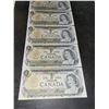 Image 2 : Lot of 5 Consecutive $1 Canada Banknotes