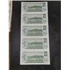 Image 4 : Lot of 5 Consecutive $1 Canada Banknotes
