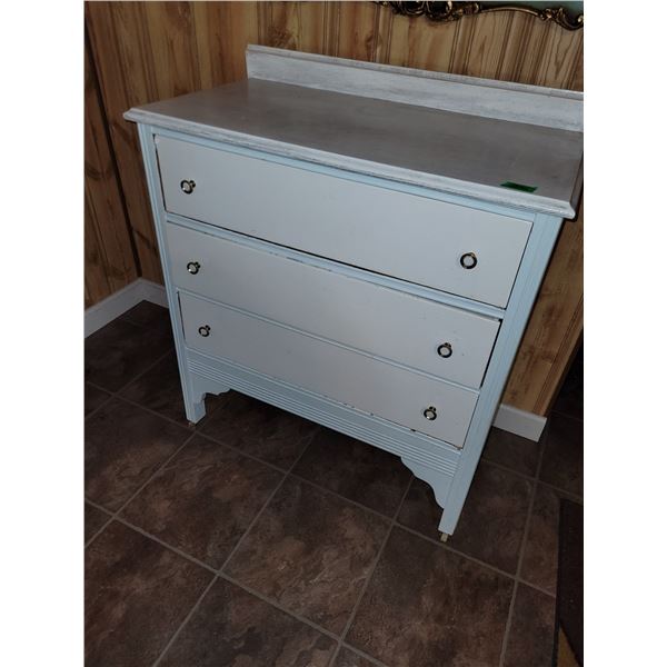Antique Wooden dresser (painted white) - Measures 32x17x37"