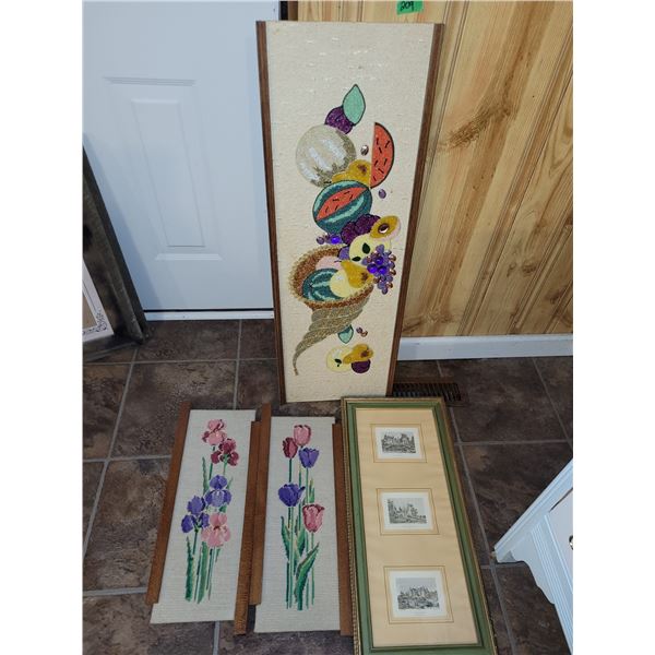 Lot of Vintage Wall Decor Pictures - Biggest Measures 12.5x36.5", Smallest Measures 8.5"22"
