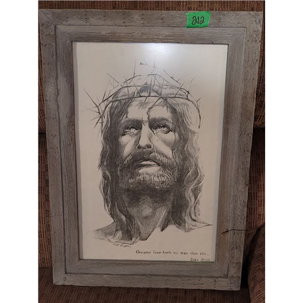 Framed Picture of Jesus - Measures 14x20"
