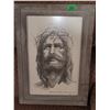 Image 1 : Framed Picture of Jesus - Measures 14x20"
