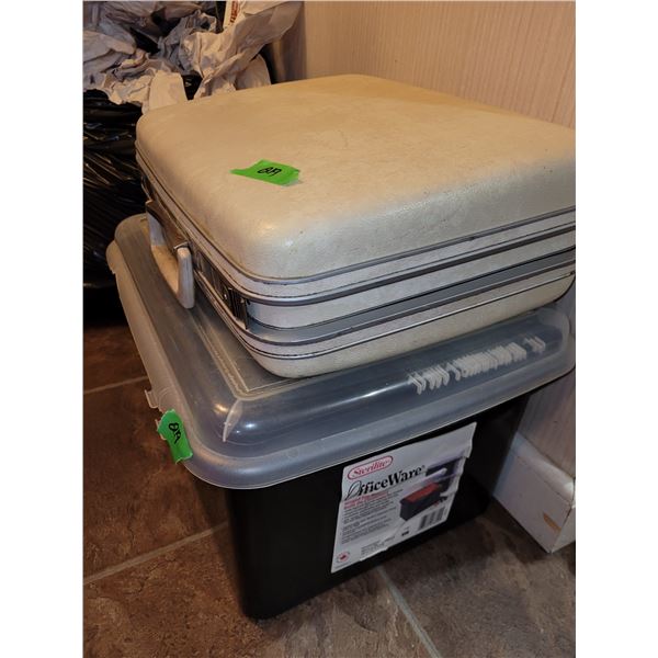 Vintage Ladies Weekender Suitcase + Platic File Folder Organizer