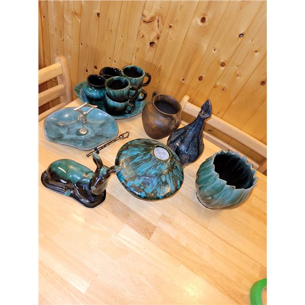 Large Lot of Blue Mountain Pottery (plus a couple of others) - Deer, Plate and Cups, Planter ++