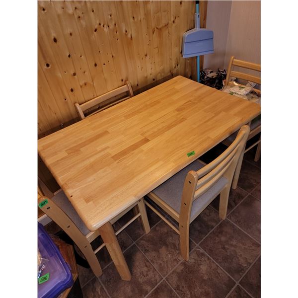 Near New Wooden Ktichen Table with 4 Chairs - Table Measures 47x29x29", Chairs Measures 17x17x33"