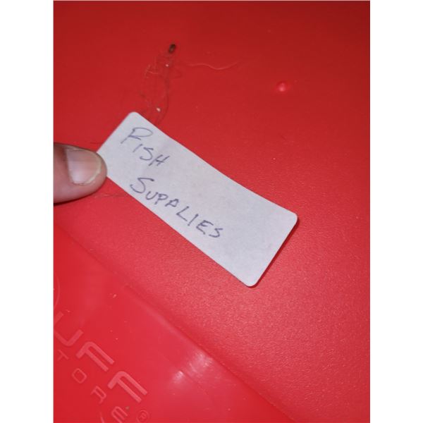 Large Red Tote with Fish Supplies - Filter, Accessories +++ - Lots in this one!