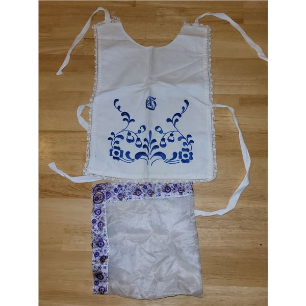 Vintage Embroidered Baby Bib & Silk Hankercheif
