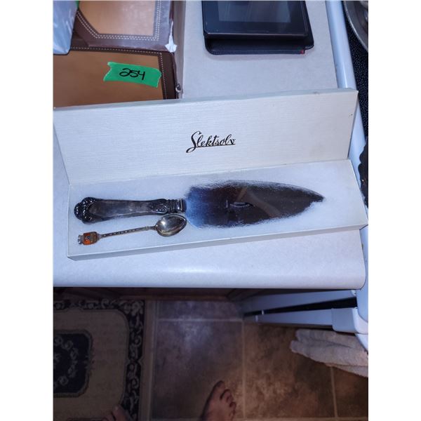 Sterling Silver Spoon and Silver Cheese Knife - Marked 925 and 8305