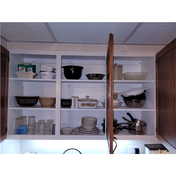Contents of all Cupboards Above the Counter - Vintage Pyrex Bowls, Corningware & Corelle
